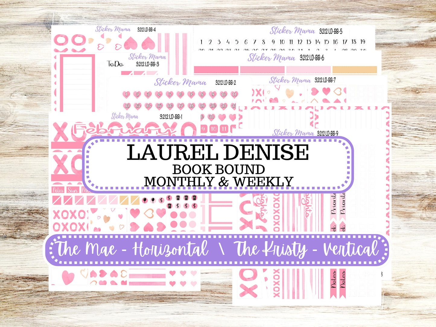 LD BOOK-BOUND Planner Kit #3212 || The Mae || The Kristy || Love Notes || February Laurel Denise Sticker Kit ||  10-25