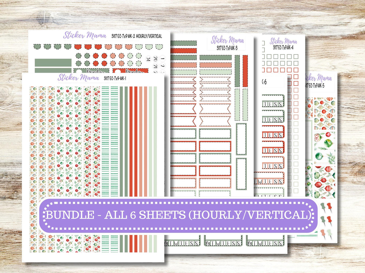 Erin Condren Weekly Planner Kit 3117 | Jolly Jewels | Vertical, Horizontal & Hourly Stickers | December | 9-26