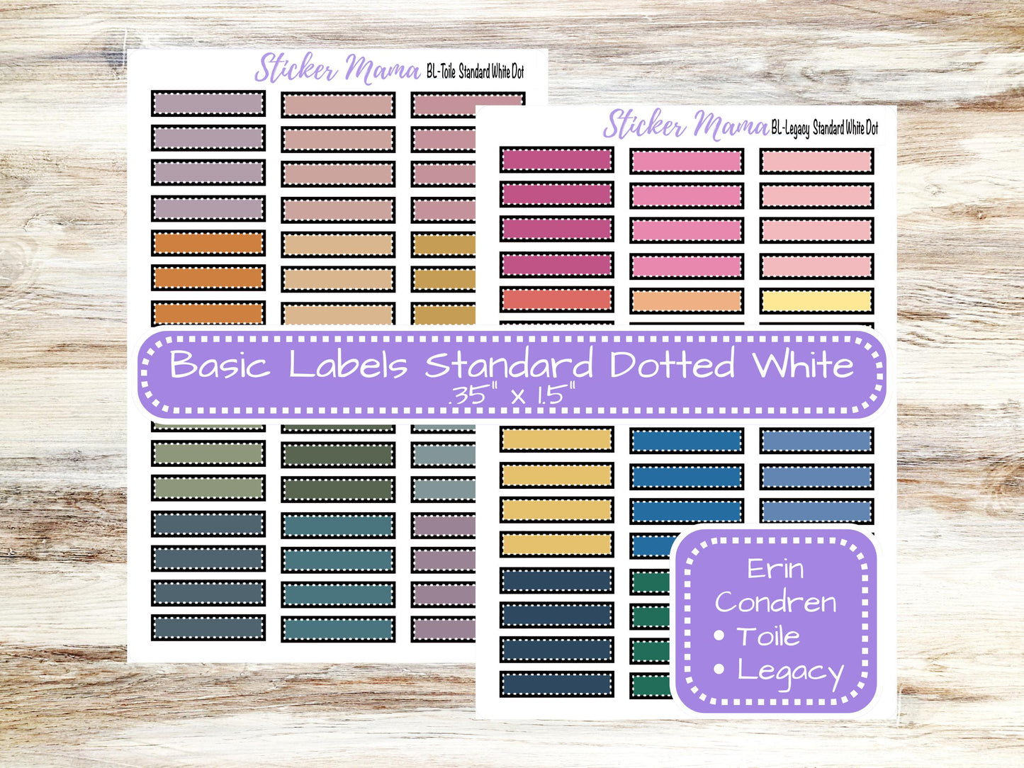 Basic Labels Standard Black Dotted White | Erin Condren Toile | Erin Condren Legacy