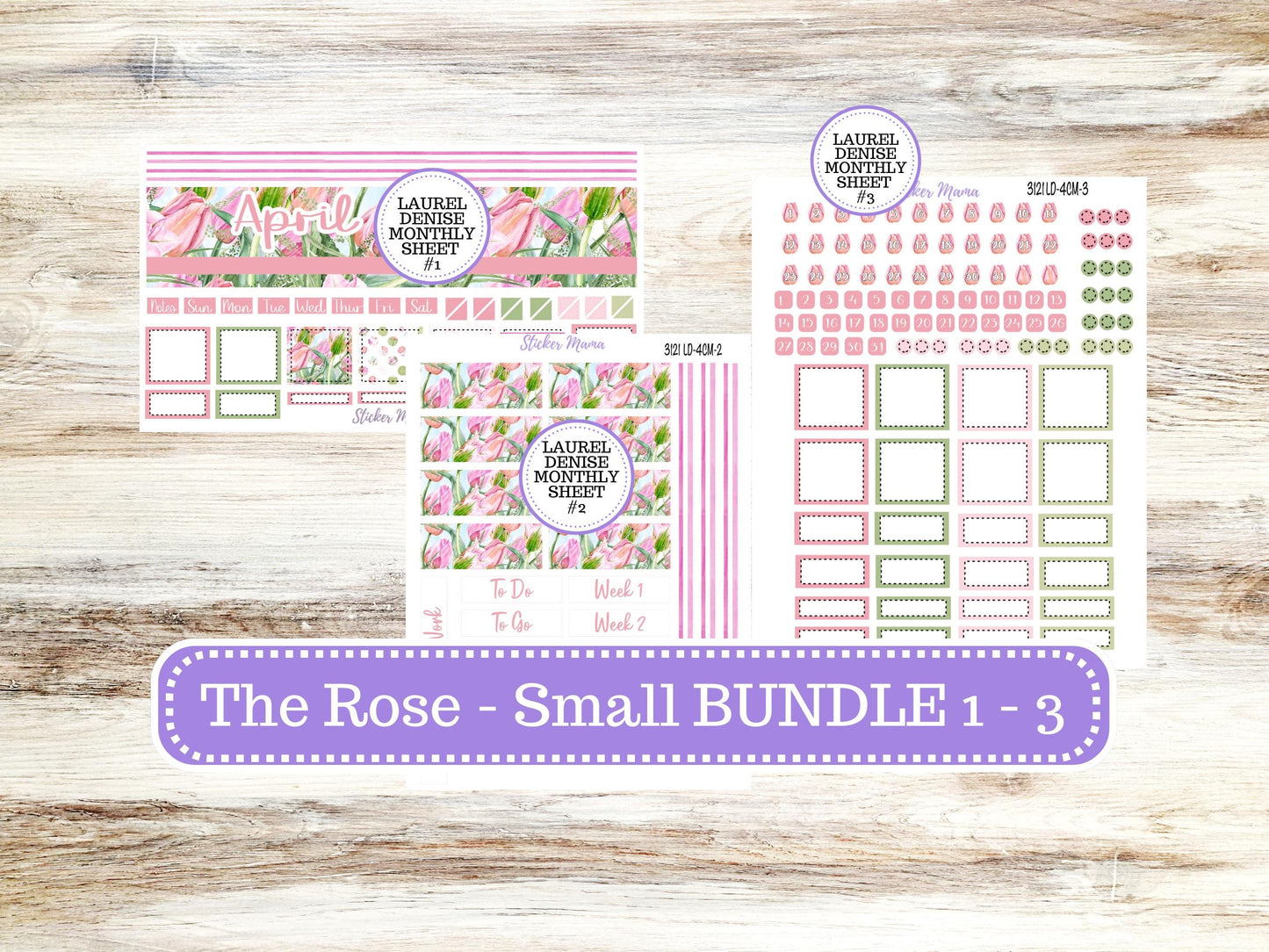 LD "Th Rose" Small || 4 COLUMN Mini (formerly the project mini) Size Planner Kit #3121 || April Easter Petals  || Project Stickers || 12-25