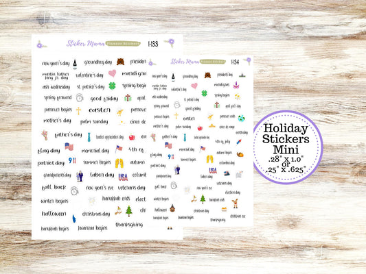 HOLIDAY STICKERS MINI I-133 - I-134 - Holiday Planner Sticker - Icon Planner Sticker