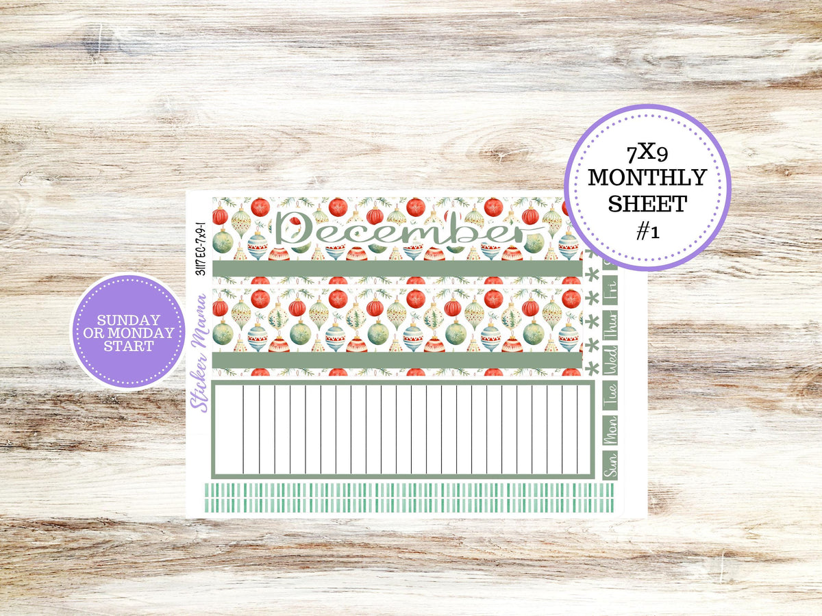 Erin Condren Monthly Planner Sticker Kit 3117 | 7X9 | December Jolly Jewels | 9-26