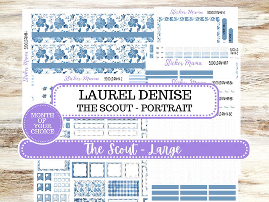 LD Large "The Scout" || PORTRAIT Weekly + Monthly Planner Kit #3200 || Chose Your Month || Blue Blossom || Laurel Denise Kit || 12-25