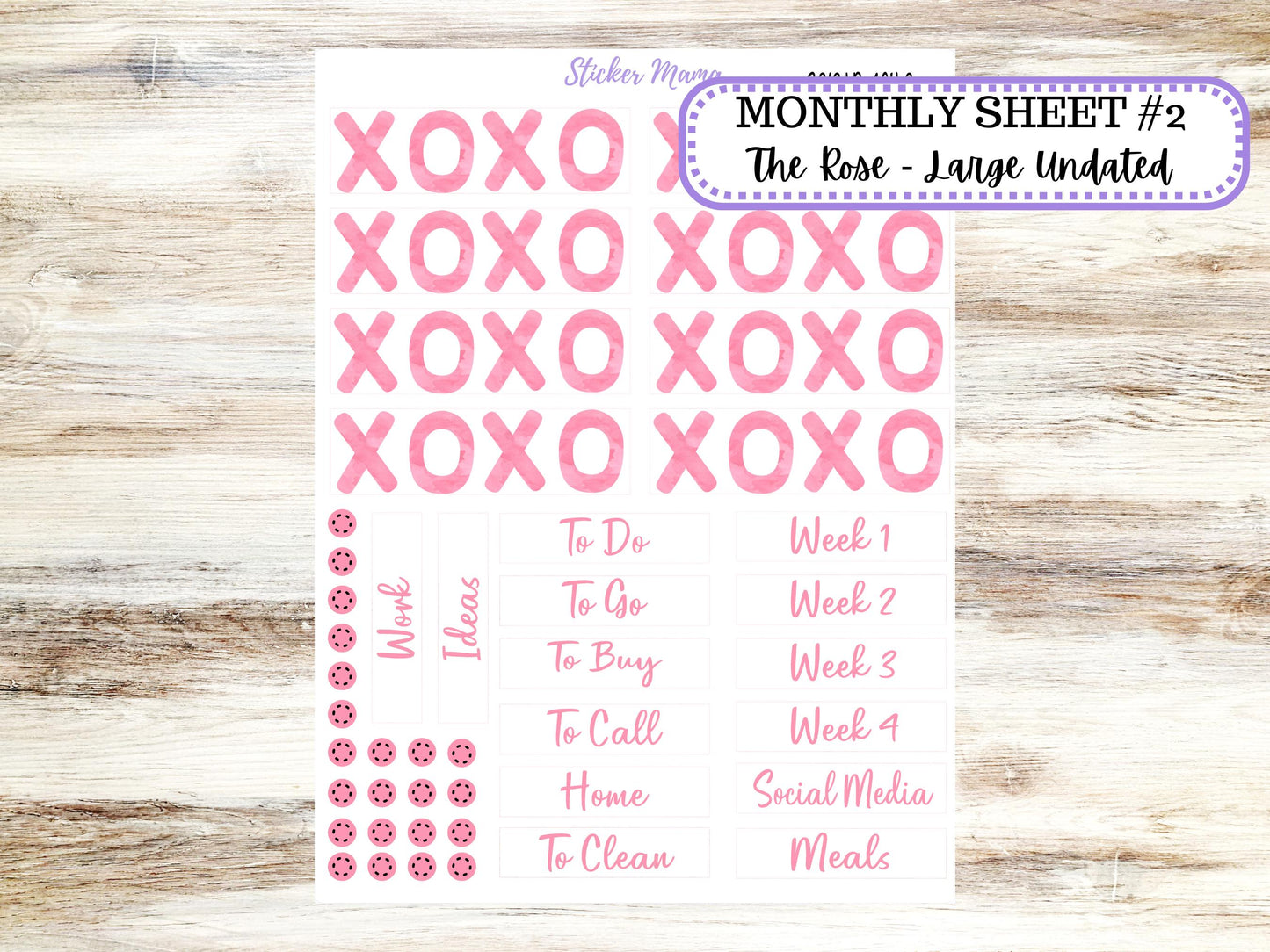 LD "The Rose" - Large Undated Sewn || 4 COLUMN Undated (formerly project undated). Planner Kit #3212 || Love Notes || 10-25