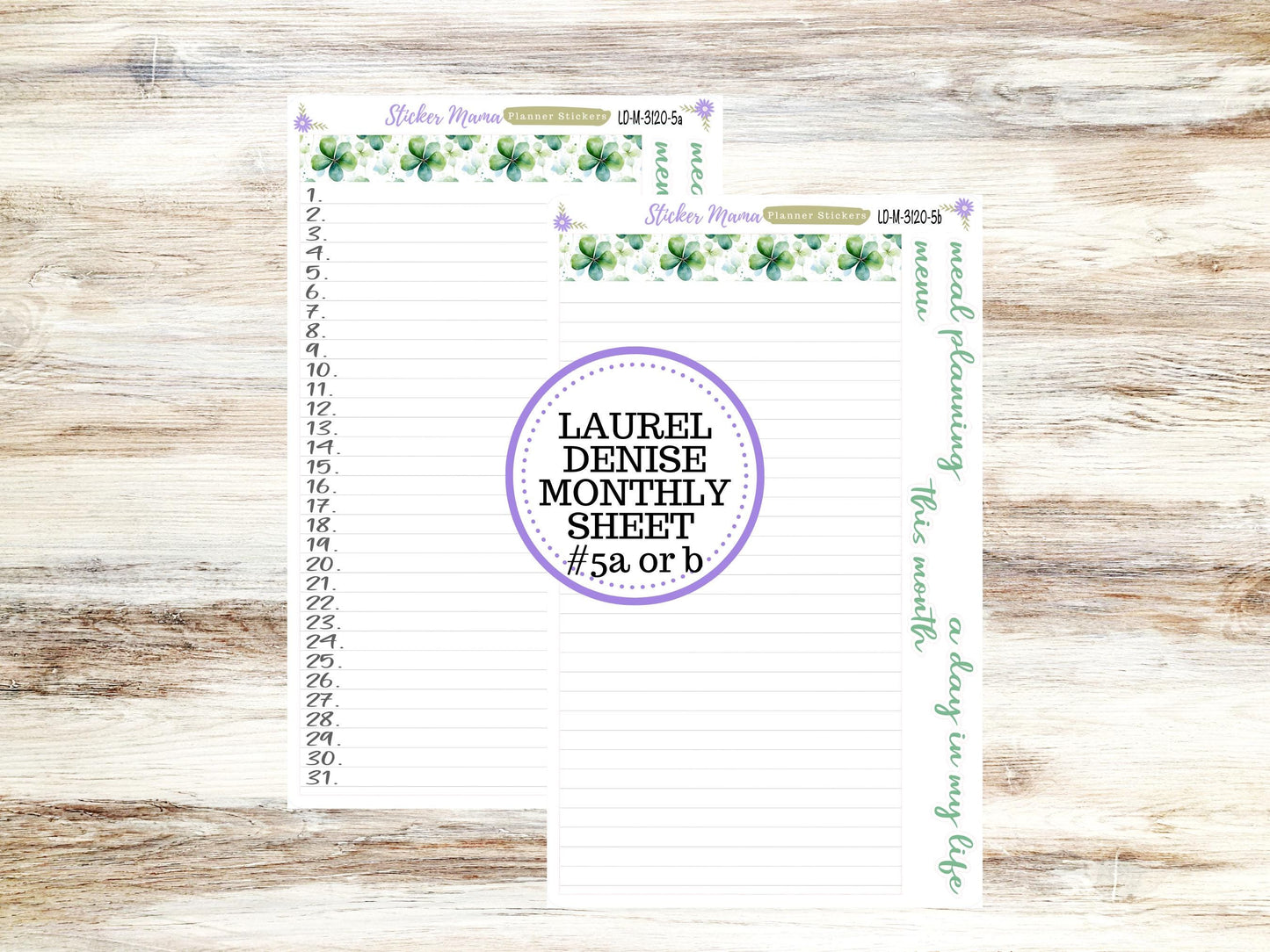 LAUREL DENISE PLANNER Monthly Kit #3120 || Laurel Denise Kit || Laurel Denise Stickers || Ld Horizontal Vertical || Shamrock Magic