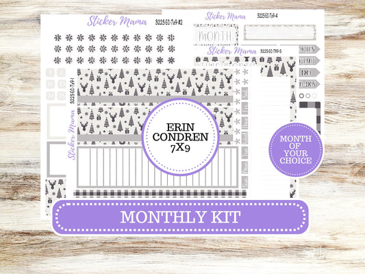 Erin Condren Monthly Planner Sticker Kit 3225 | 7X9 | Sleek Season | Month of Choice | 9-26