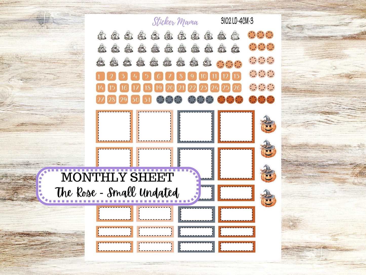 LD "Th Rose" Small || 4 COLUMN Mini (formerly the project mini) Size Planner Kit #3102 || Pumpkin Town || Project Stickers || June 25