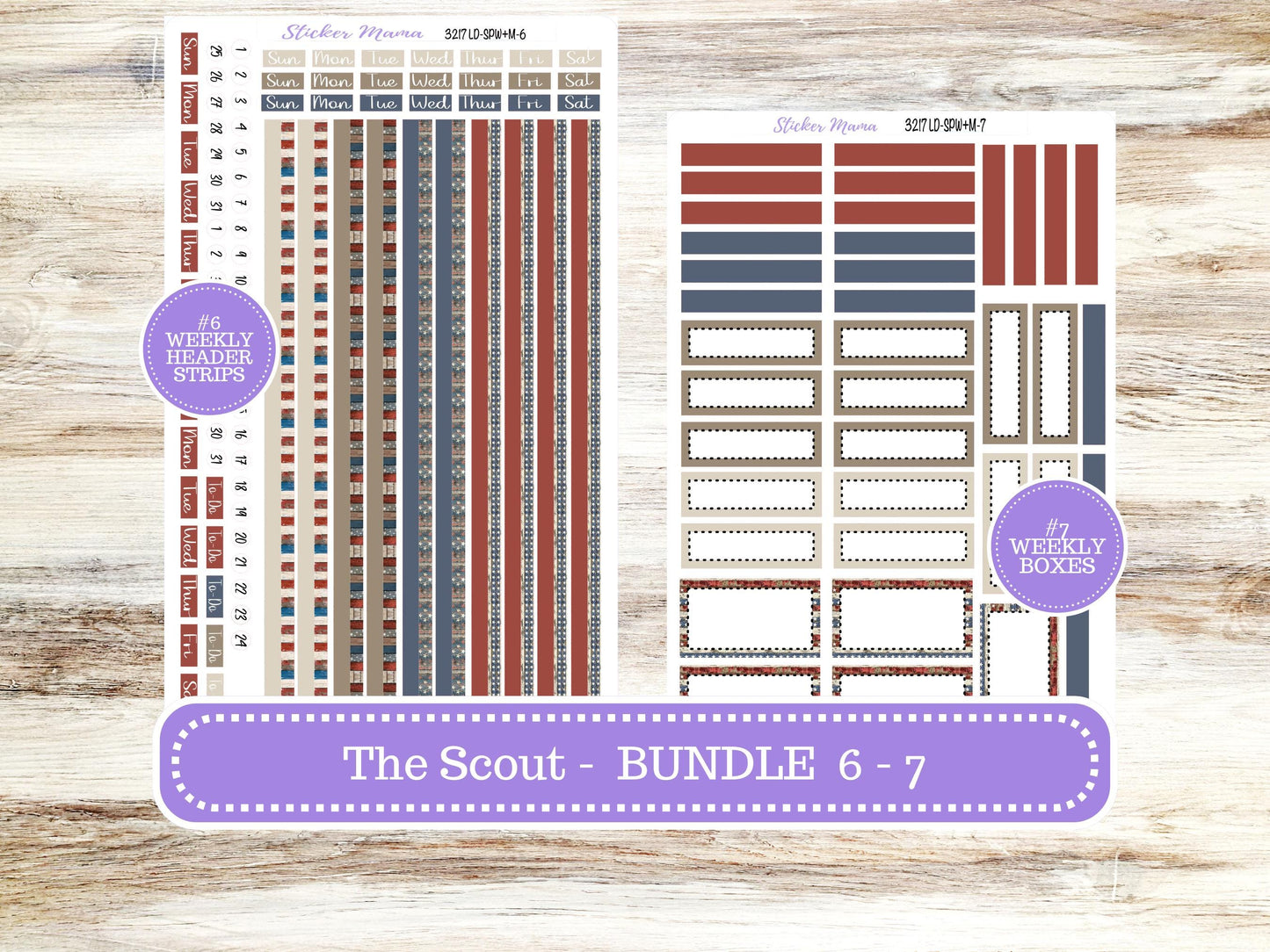 Laurel Denise Small Scout Planner Sticker Kit | Portrait Weekly + Monthly | July Old Glory 3217 | 4-26