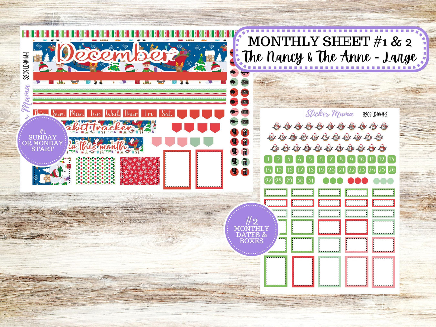 LD “The Nancy & Anne” Large || Week + Month PLANNER Monthly Kit #3209 || Laurel Denise Horizontal Vertical Kit || Jolly Pines || 9-25