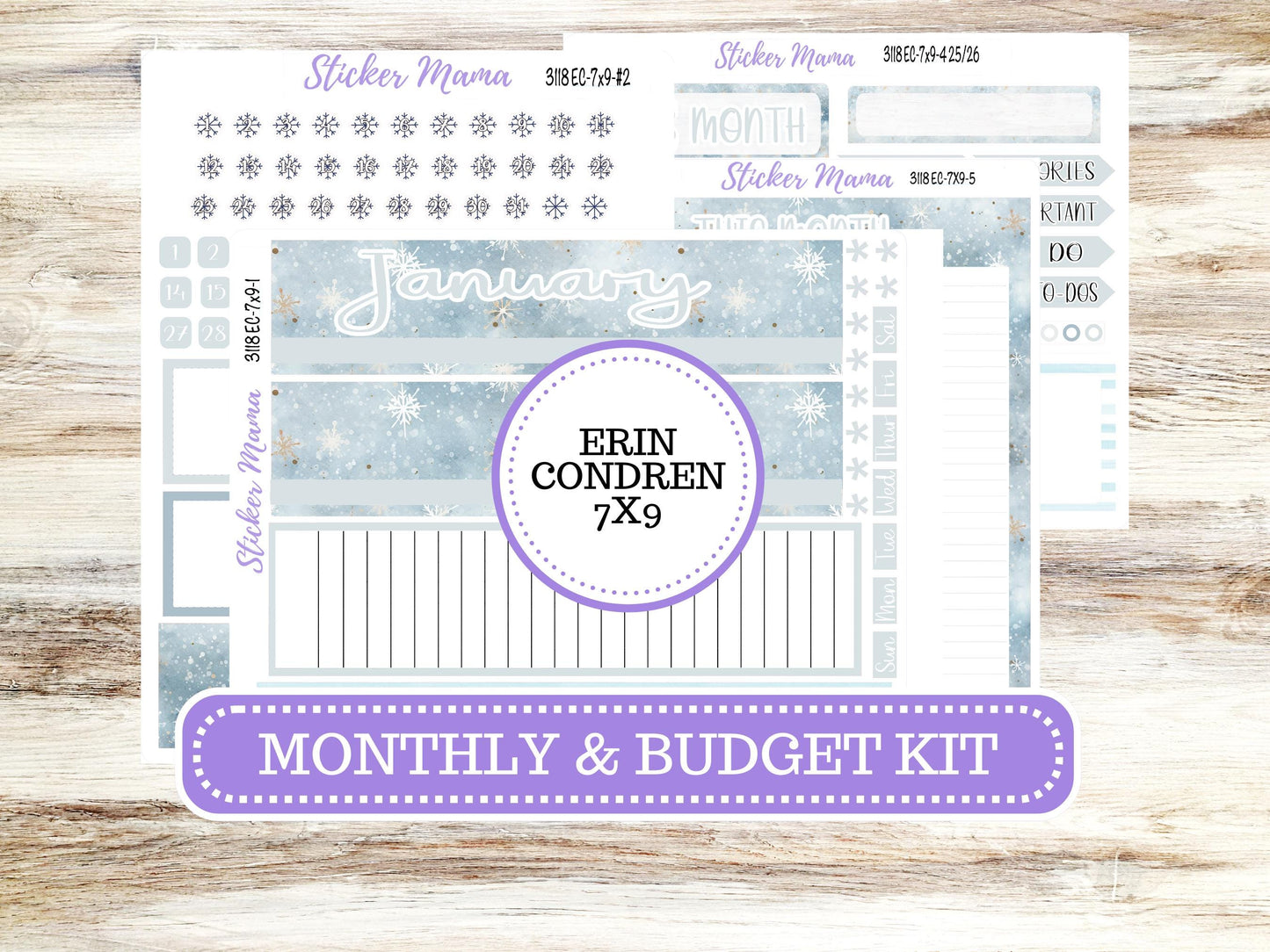 ERIN CONDREN Monthly Kit-3118 || 7X9 ||  - 7x9 ec January Monthly Kit - January Monthly Planner Kits -  Monthly Pages || 10-25