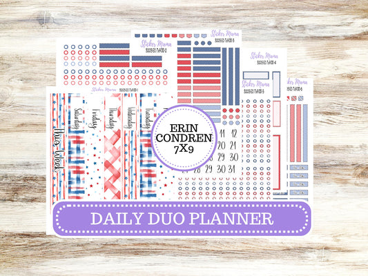 Erin Condren Daily Duo Planner Sticker Kit | 3205 Patriotic Festivities