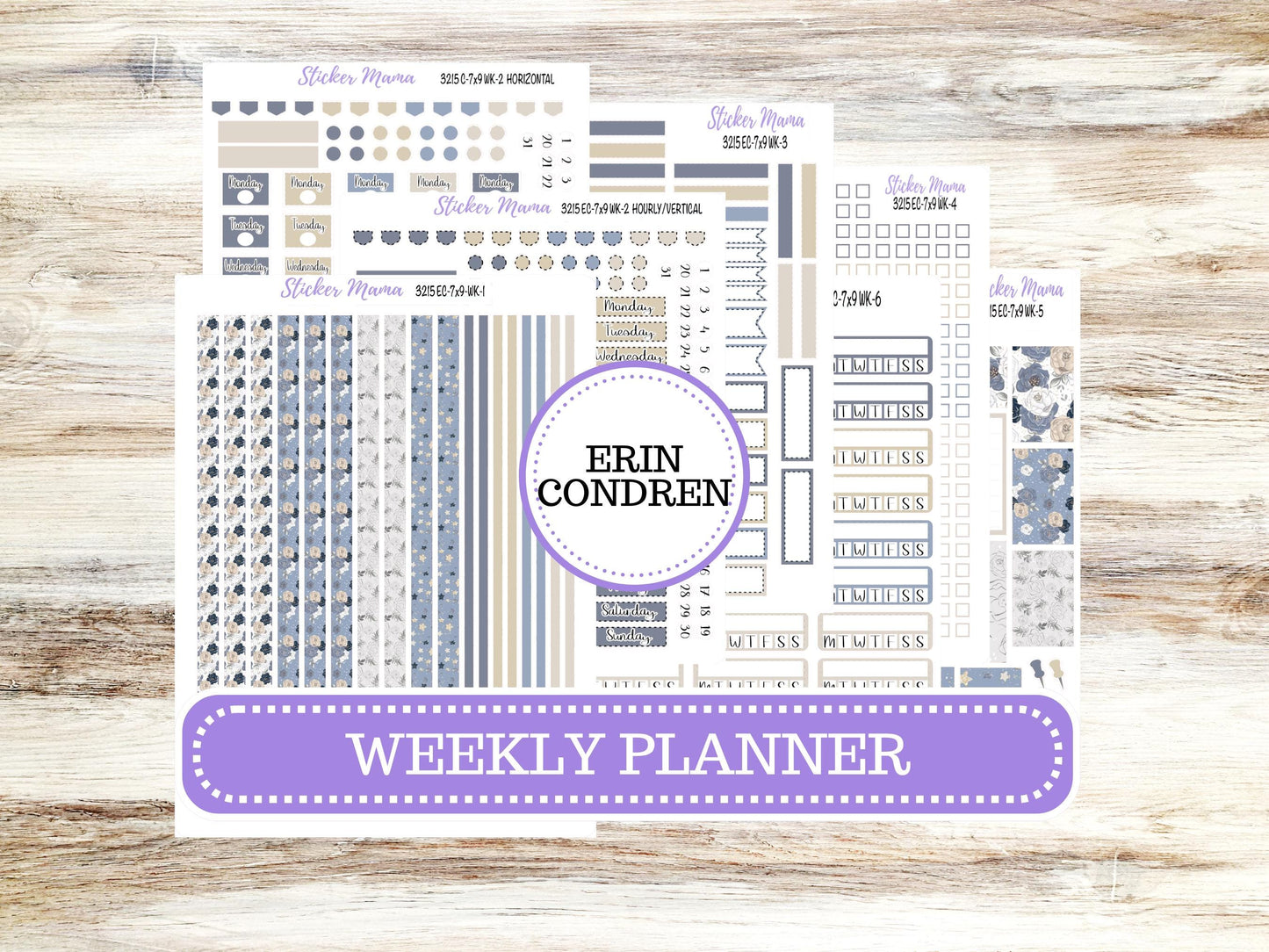 Erin Condren Weekly Planner Kit | Vertical & Hourly Stickers | WK-3215 Charming Roses