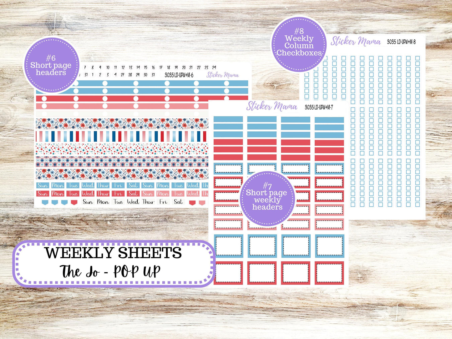 Laurel Denise Jo Planner Sticker Kit | Pop-up Week+Month | July 3035 American Dream | 4-26