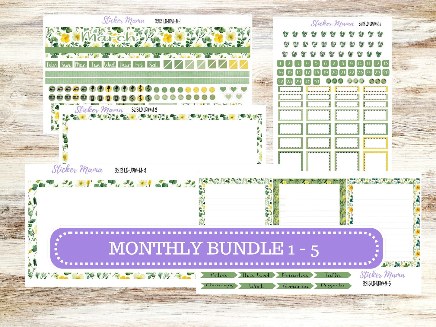 LD POP-UP Week+Month Planner Kit #3213 || The Jo || March Lucky Blossom || Laurel Denise Kit || Laurel Denise Stickers || 11-25