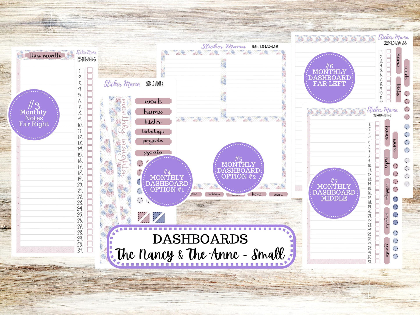 LD SMALL "The Anne" & "The Nancy" || MINI Week + Month Planner Kit #3214 || Horizontal Vertical || April Peony Palace || 12-25
