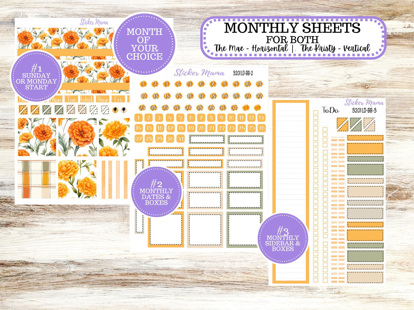 Laurel Denise Mae and Kristy Planner Sticker Kit | Book-Bound | BookBound | Undated - Month of your Choice 3201 Fall Colors | 5-26