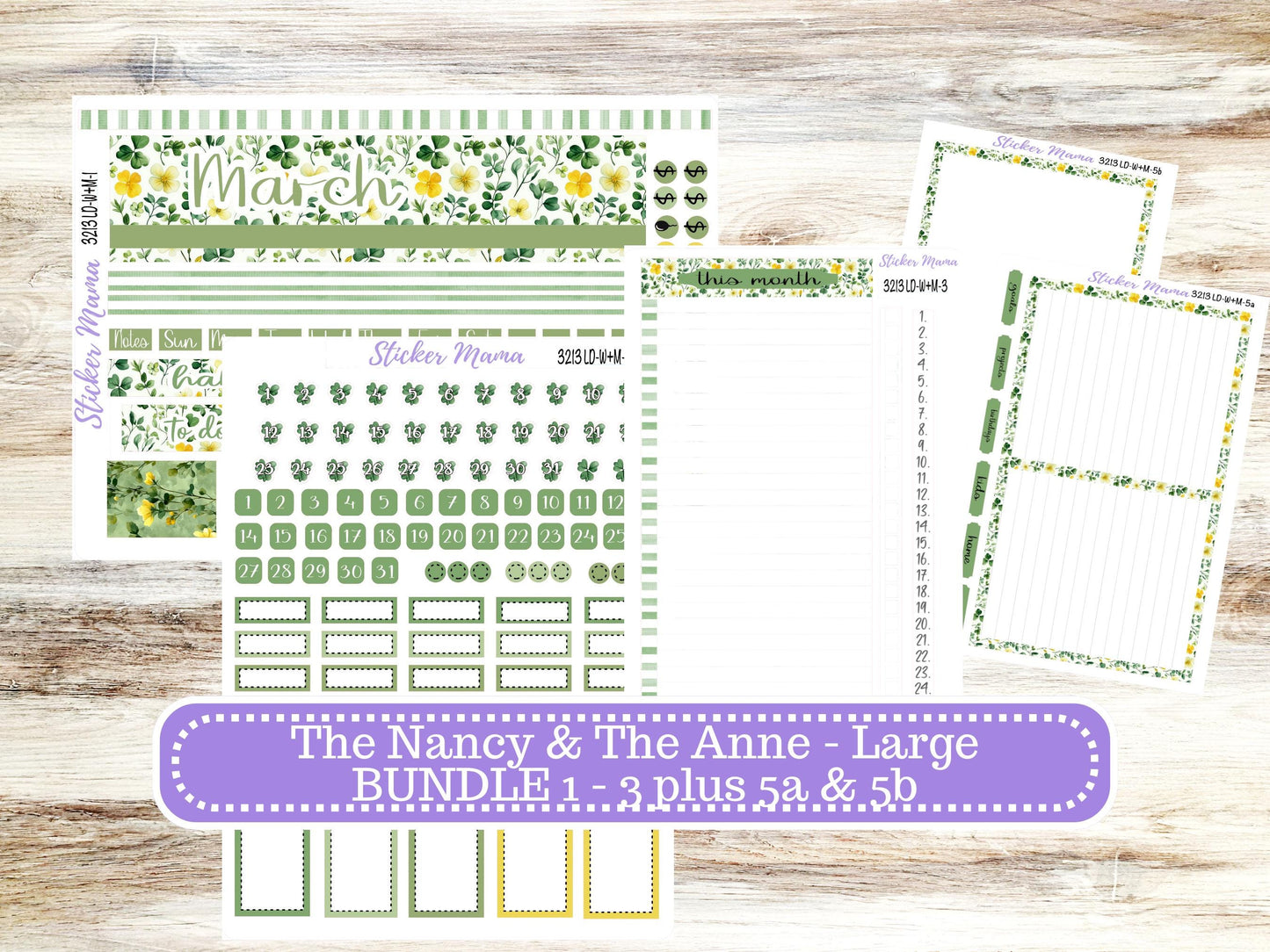 LD “The Nancy & Anne” Large || Week + Month PLANNER Monthly Kit #3213 || Horizontal Vertical Kit || March Lucky Blossom || 10-25