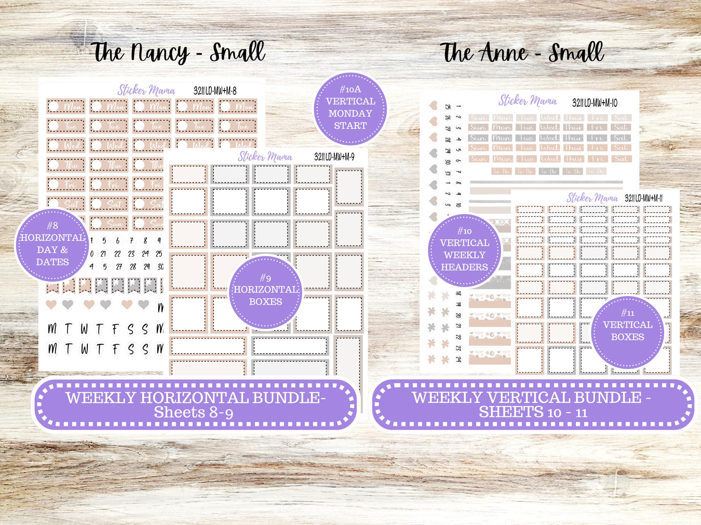 LD SMALL "The Anne" & "The Nancy" || MINI Week + Month Planner Kit #3211 || Laurel Denise Horizontal Vertical || Pastel Wonderland || 10-25