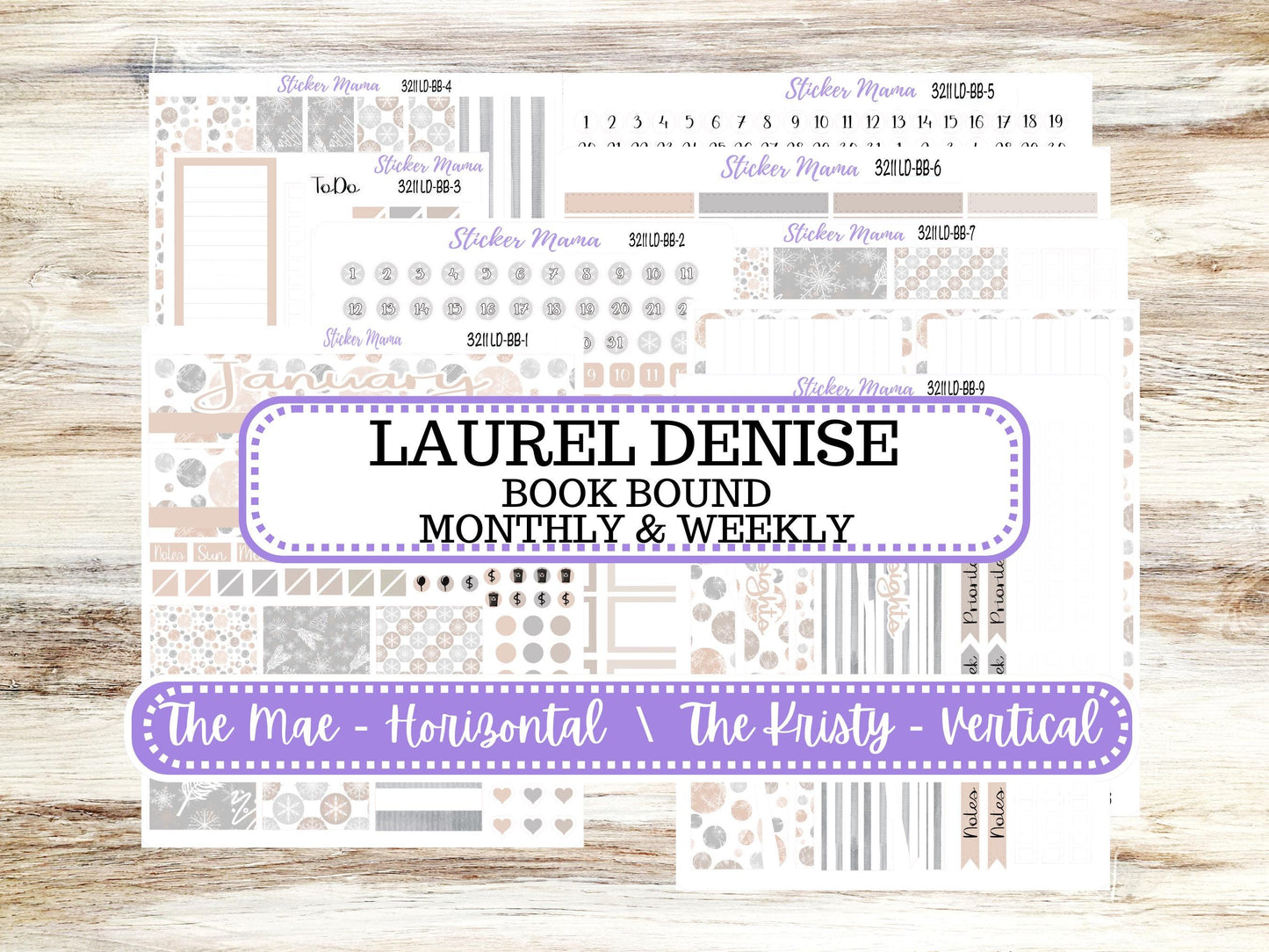 LD BOOK-BOUND Planner Kit #3211 || The Mae || The Kristy || Pastel Wonderland || January Laurel Denise Sticker Kit ||  10-25