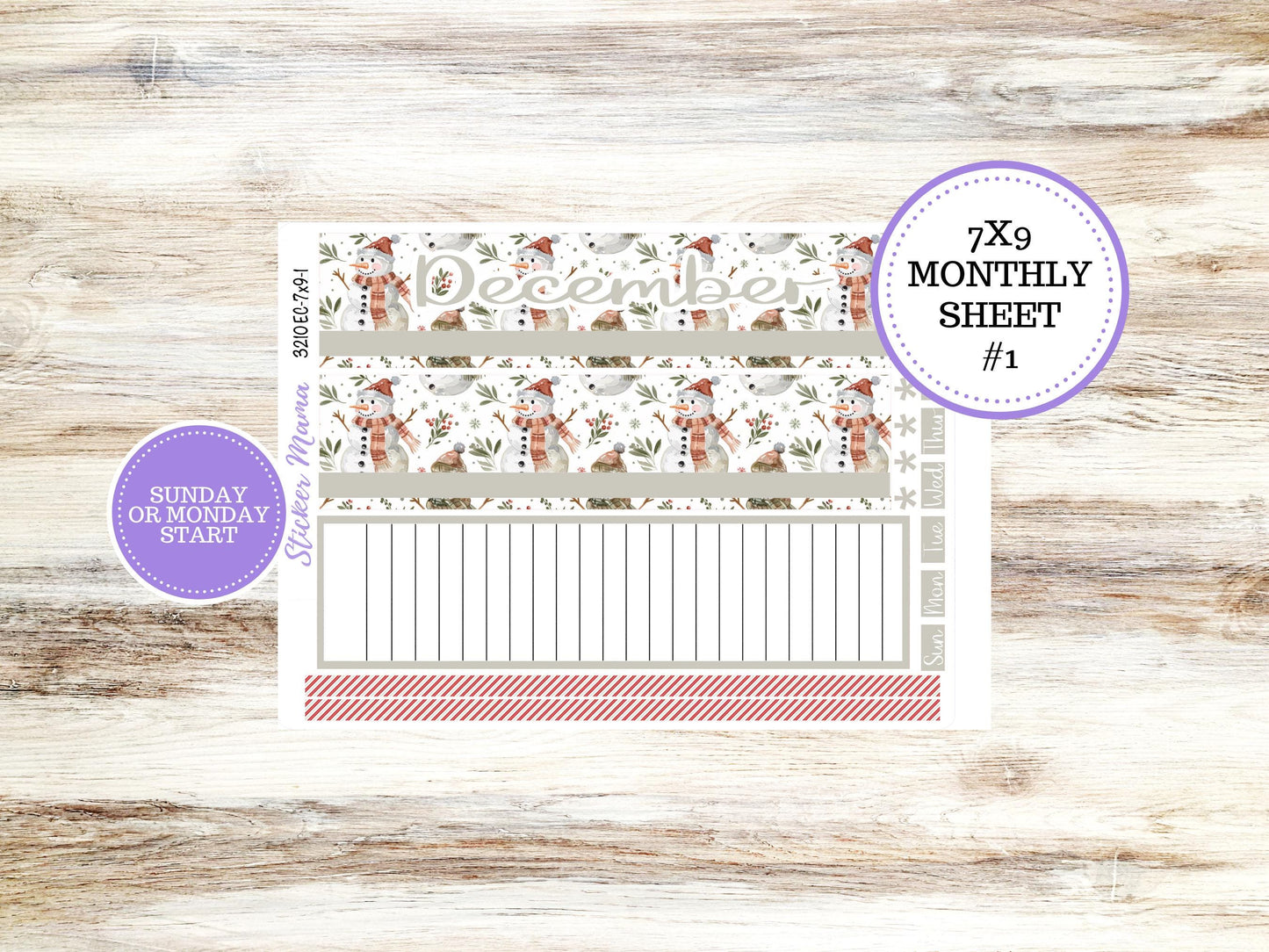 ERIN CONDREN Monthly Kit-3210 || 7X9 || Frosty Friends - 7x9 ec December Monthly Kit - December Monthly Planner Kits -  Monthly Pages