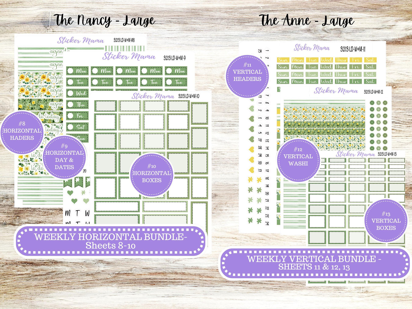 LD “The Nancy & Anne” Large || Week + Month PLANNER Monthly Kit #3213 || Horizontal Vertical Kit || March Lucky Blossom || 10-25