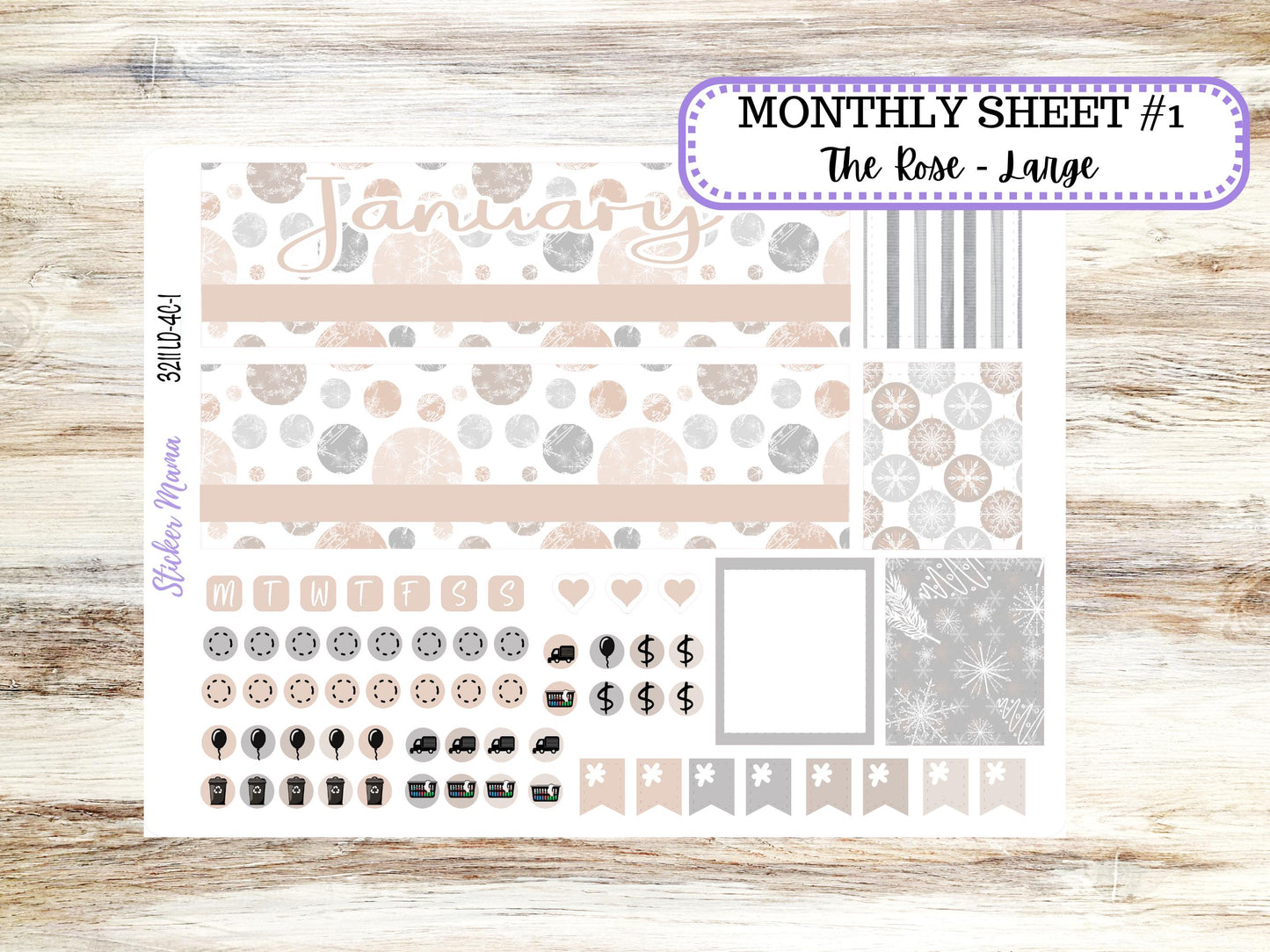 LD "The Rose" Large || 4-COLUMN (formerly project)  Planner Kit #3211 || Love Notes || Laurel Denise Stickers || 10-25