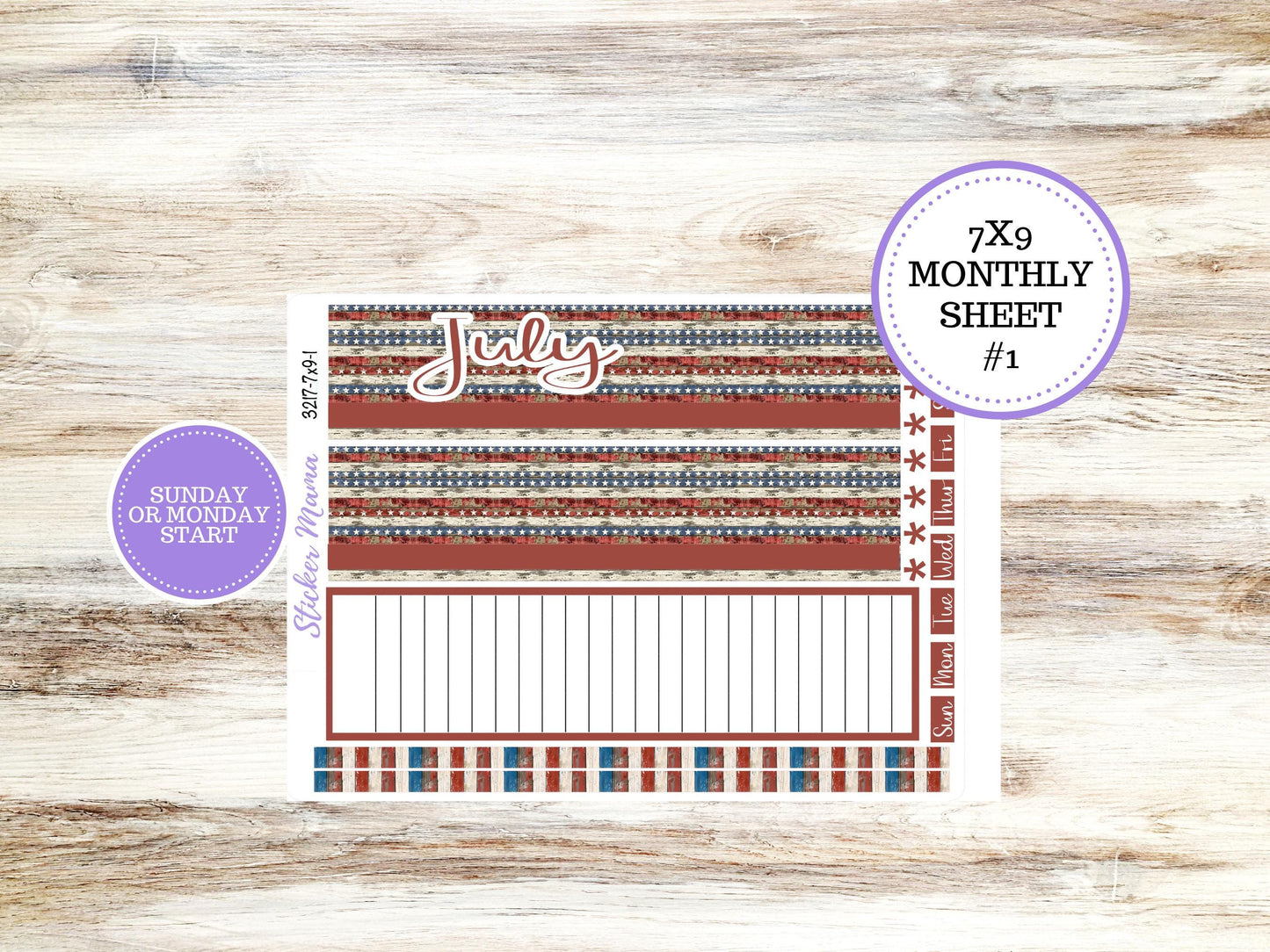 Erin Condren Monthly Kit | 7X9 | July 3217 Old Glory | 4-26
