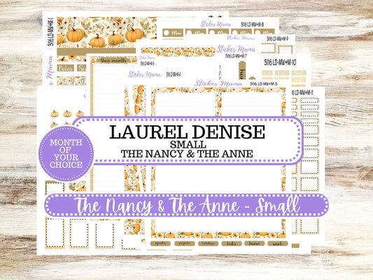 Laurel Denise Small Anne and Nancy Planner Sticker Kit | Small Week + Month | Choose your own Month 3116 Pumpkin Spice | 7-26