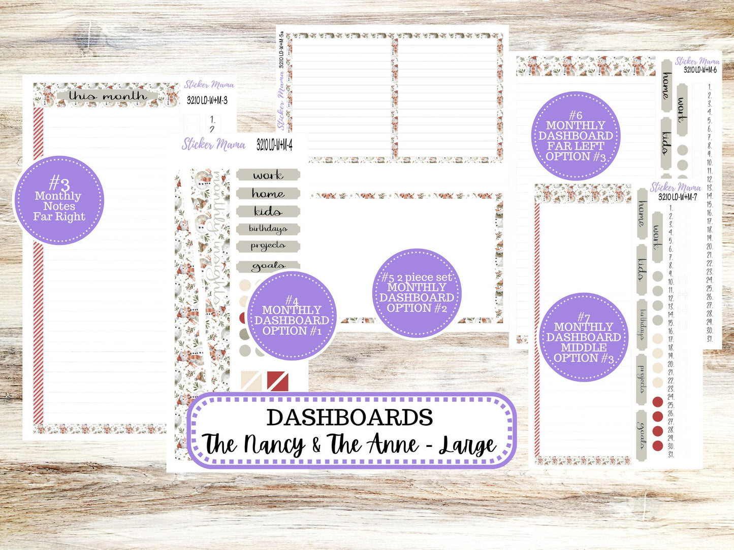 LD “The Nancy & Anne” Large || Week + Month PLANNER Monthly Kit #3210 || Laurel Denise Horizontal Vertical Kit || Frosty Friends || 9-25