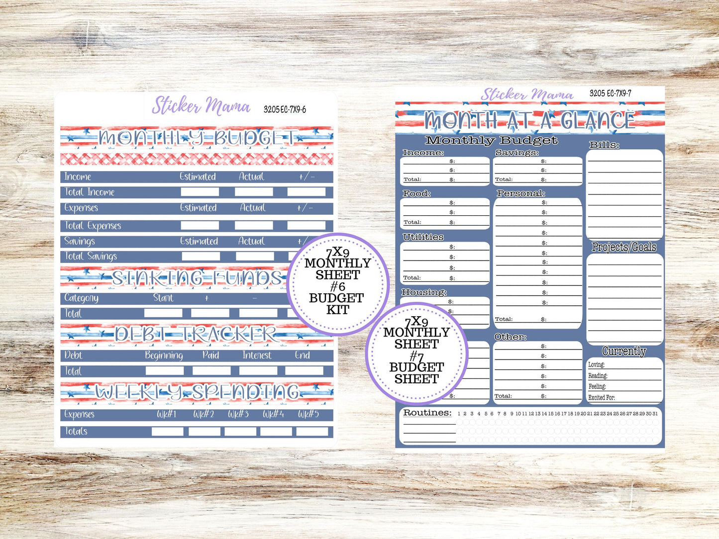 Erin Condren 7x9 Monthly Planner Sticker Kit | 3205 Patriotic Festivities
