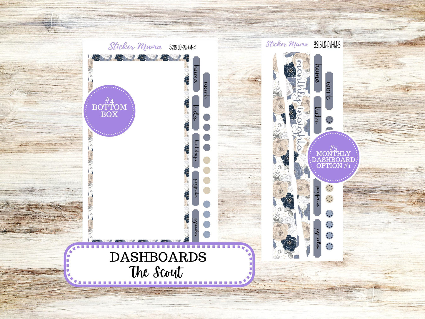Laurel Denise Large Scout Planner Sticker Kit | Portrait Weekly + Monthly | Month of your Choice Charming Roses #3215 | 1-26