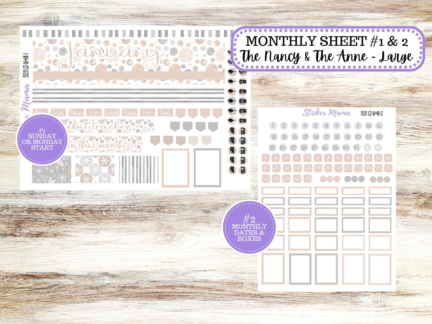 LD “The Nancy & Anne” Large || Week + Month PLANNER Monthly Kit #3211 || Laurel Denise Horizontal Vertical Kit || January || 10-25
