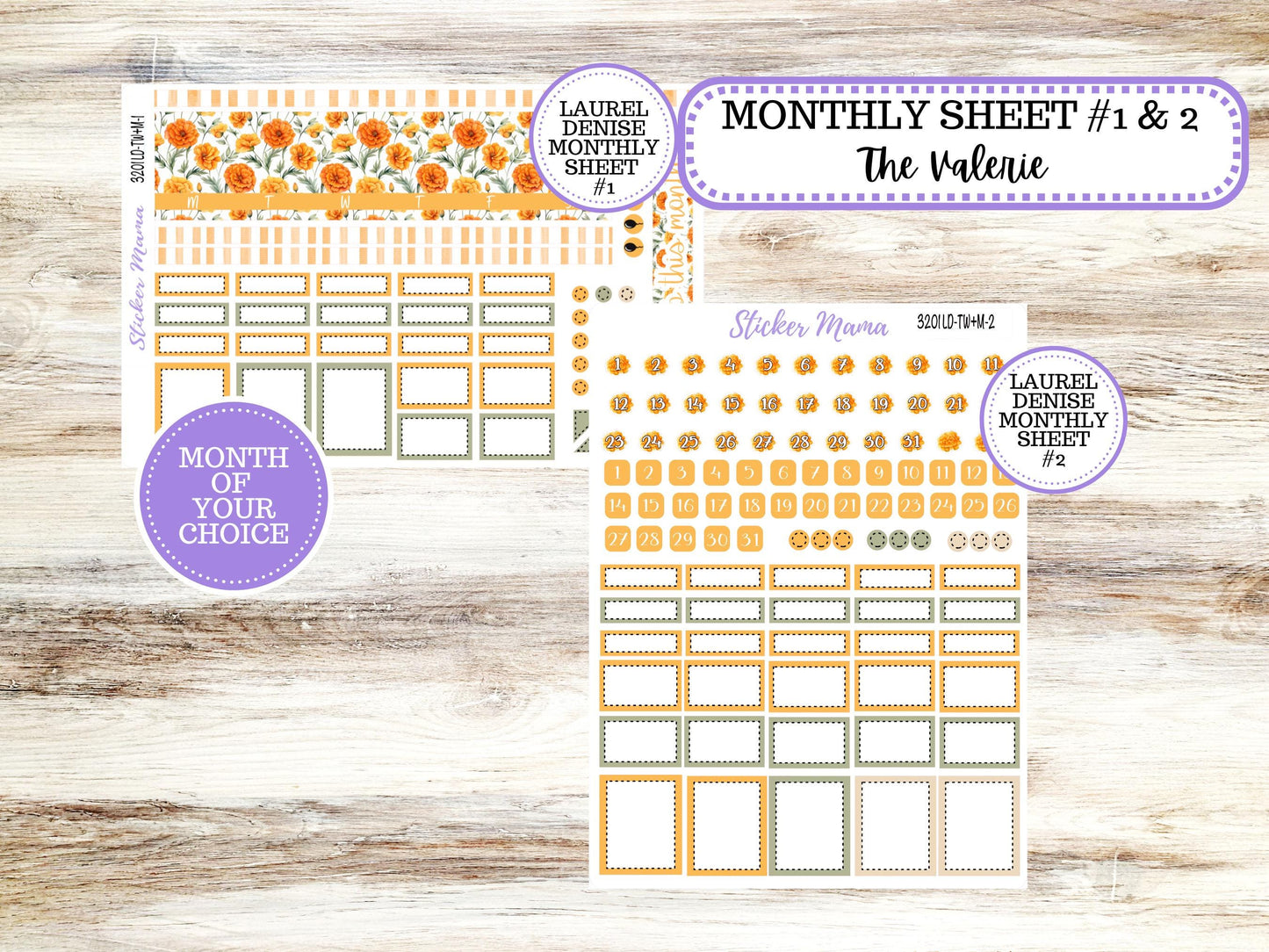 Laurel Denise Valerie Planner Stickers | LD Teacher Week + Month Planner Kit | Month of your Choice 3201 Fall Colors | 5-26