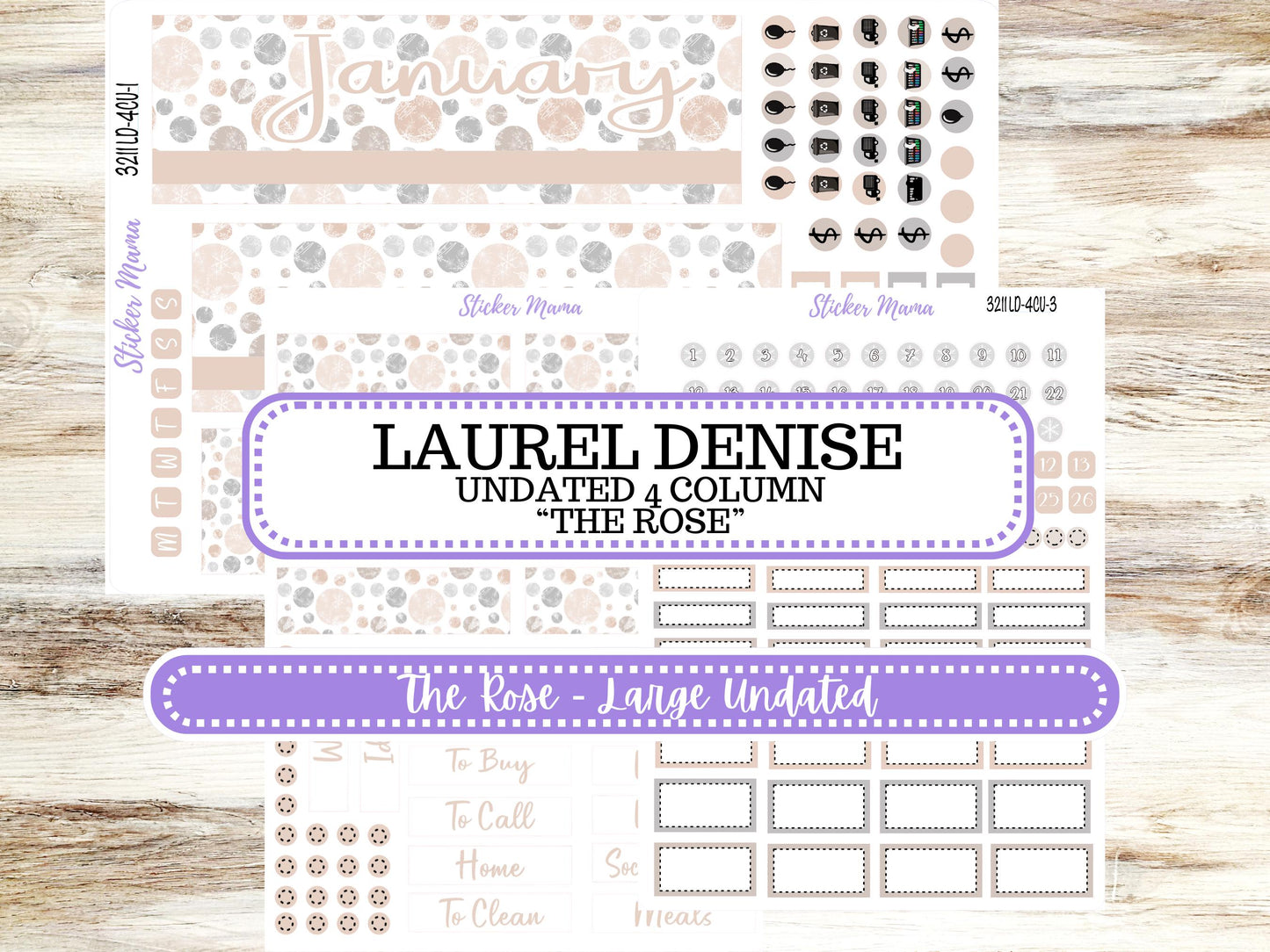 LD "The Rose" - Large Undated Sewn || 4 COLUMN Undated (formerly project undated). Planner Kit #3211 || Pastel Wonderland || 10-25