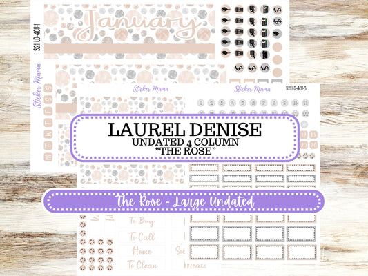 LD "The Rose" - Large Undated Sewn || 4 COLUMN Undated (formerly project undated). Planner Kit #3211 || Pastel Wonderland || 10-25