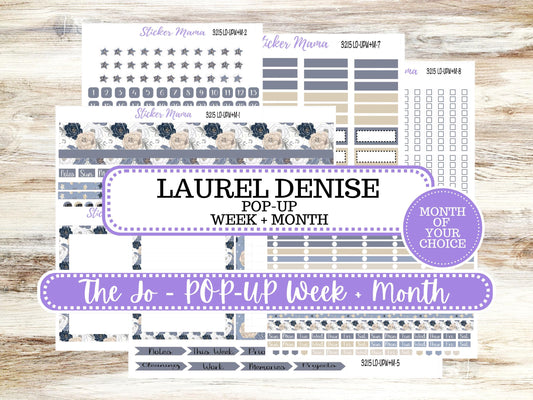 Laurel Denise Jo Planner Sticker Kit | Pop-up Week+Month | Month of your Choice Charming Roses #3215 | 12-25