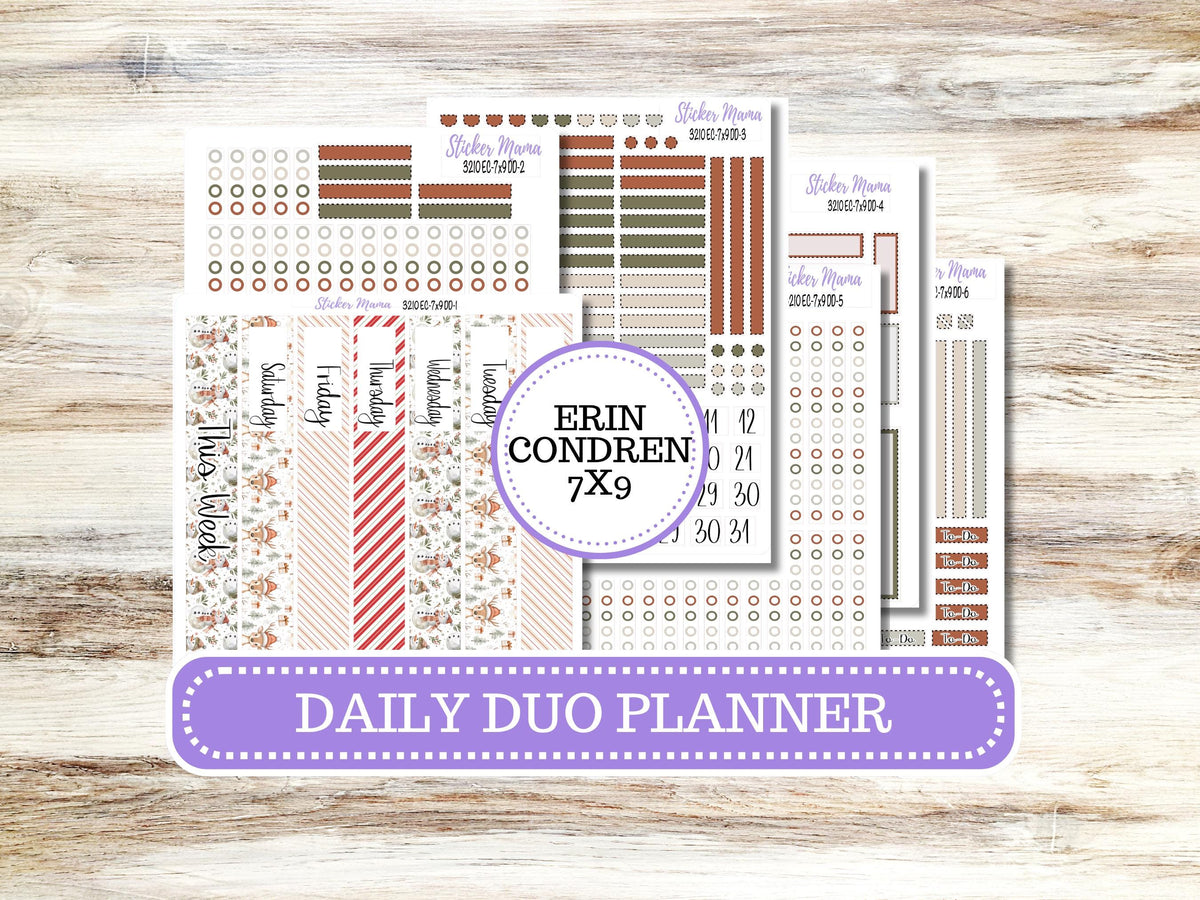 Erin Condren Daily Duo Planner Sticker Kit 3210 | December - Frosty Friends | 9-26