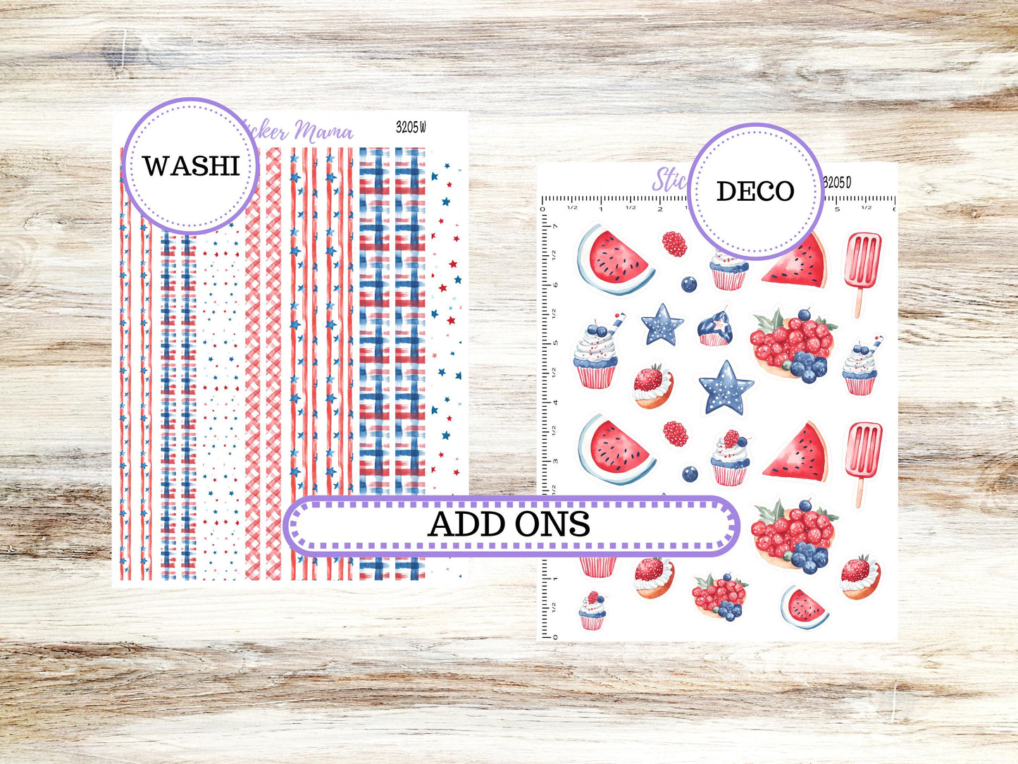 Laurel Denise Valerie Planner Stickers | LD Teacher Week + Month Planner Kit | July 3205 Patriotic Festivities | 4-26