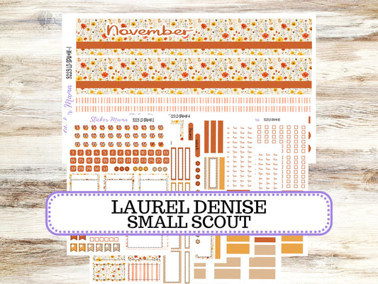 Laurel Denise Small Scout Planner Sticker Kit | Portrait Weekly + Monthly | #3223 November Fall Pressed Flowers | 8-26