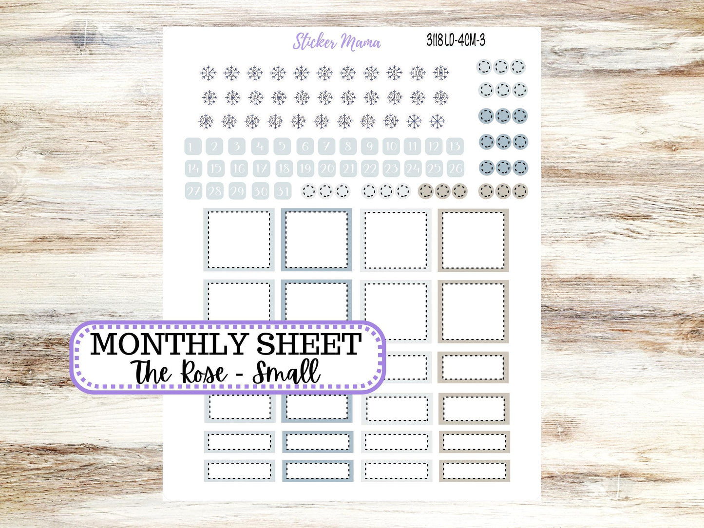 LD "Th Rose" Small || 4 COLUMN Mini (formerly the project mini) Size Planner Kit #3118 || January || Project Stickers || 10-25