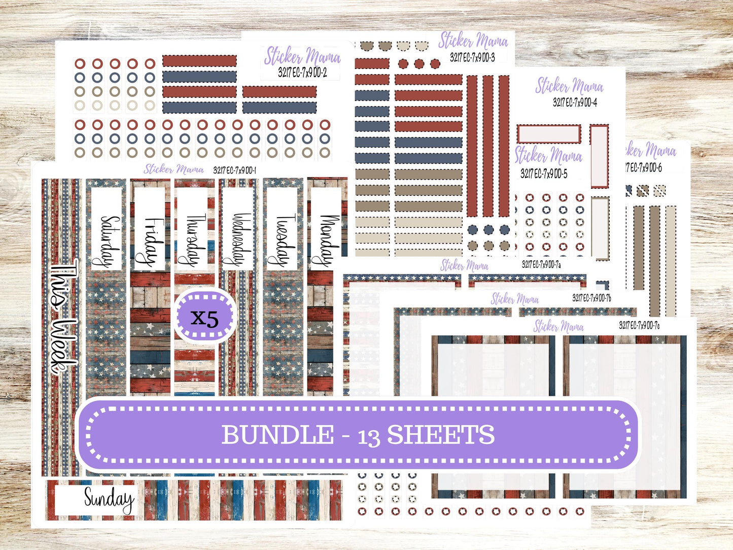 Erin Condren Daily Duo Planner Sticker Kit | 3217 Old Glory