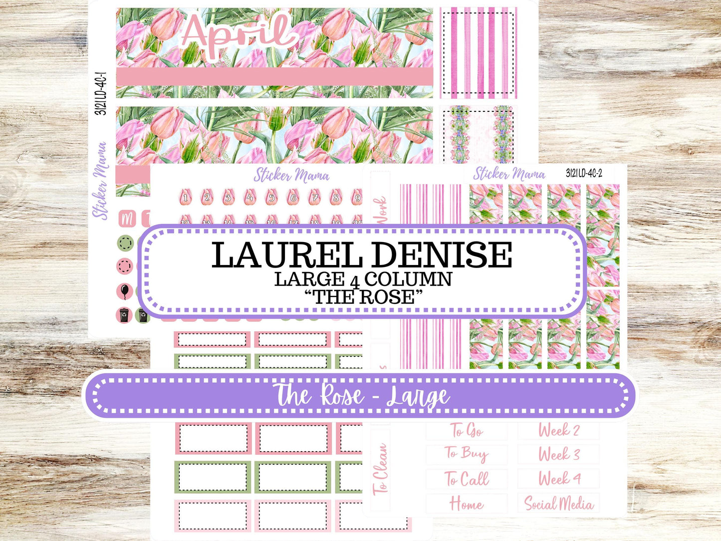 LD "The Rose" Large || 4-COLUMN (formerly project)  Planner Kit #3121 || April Easter Petals || Laurel Denise Stickers || 12-25