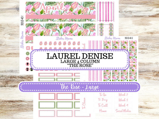 LD "The Rose" Large || 4-COLUMN (formerly project)  Planner Kit #3121 || April Easter Petals || Laurel Denise Stickers || 12-25
