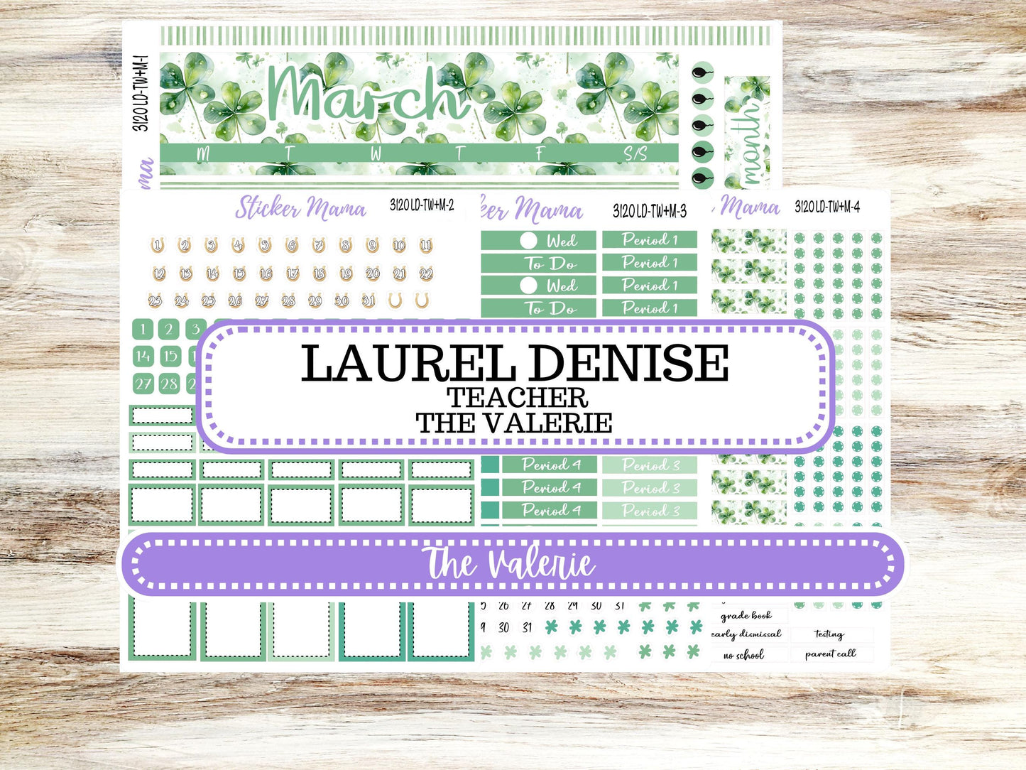 LD "The Valerie" || TEACHER Week + Month Planner Kit #3120 || March Shamrock Magic || Laurel Denise Teacher Planner | 11-25