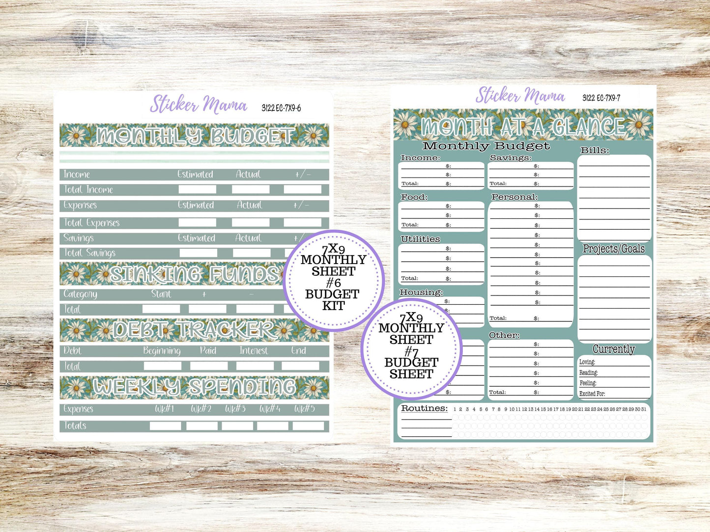 ERIN CONDREN Monthly Kit-3122 || 7X9 || Vintage Bloom - 7x9 ec March Monthly Kit - Month of your Choice Monthly Planner Kits || 11-25