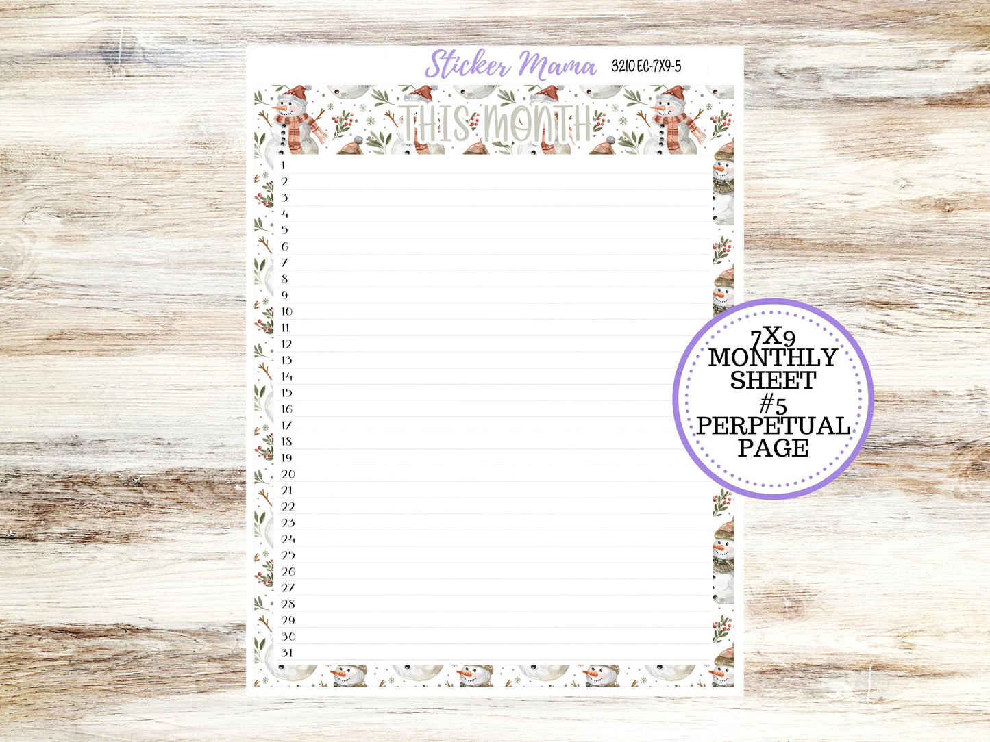 ERIN CONDREN Monthly Kit-3210 || 7X9 || Frosty Friends - 7x9 ec December Monthly Kit - December Monthly Planner Kits -  Monthly Pages