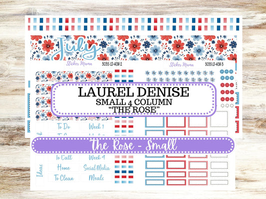 Laurel Denise Small Rose Planner Sticker Kit | 4 Column Mini | Project Mini | July 3035 American Dream | 4-26