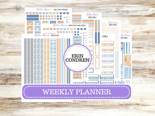 Erin Condren Weekly Planner Kit | Vertical & Hourly Stickers | WK-3218 Blossom Breeze