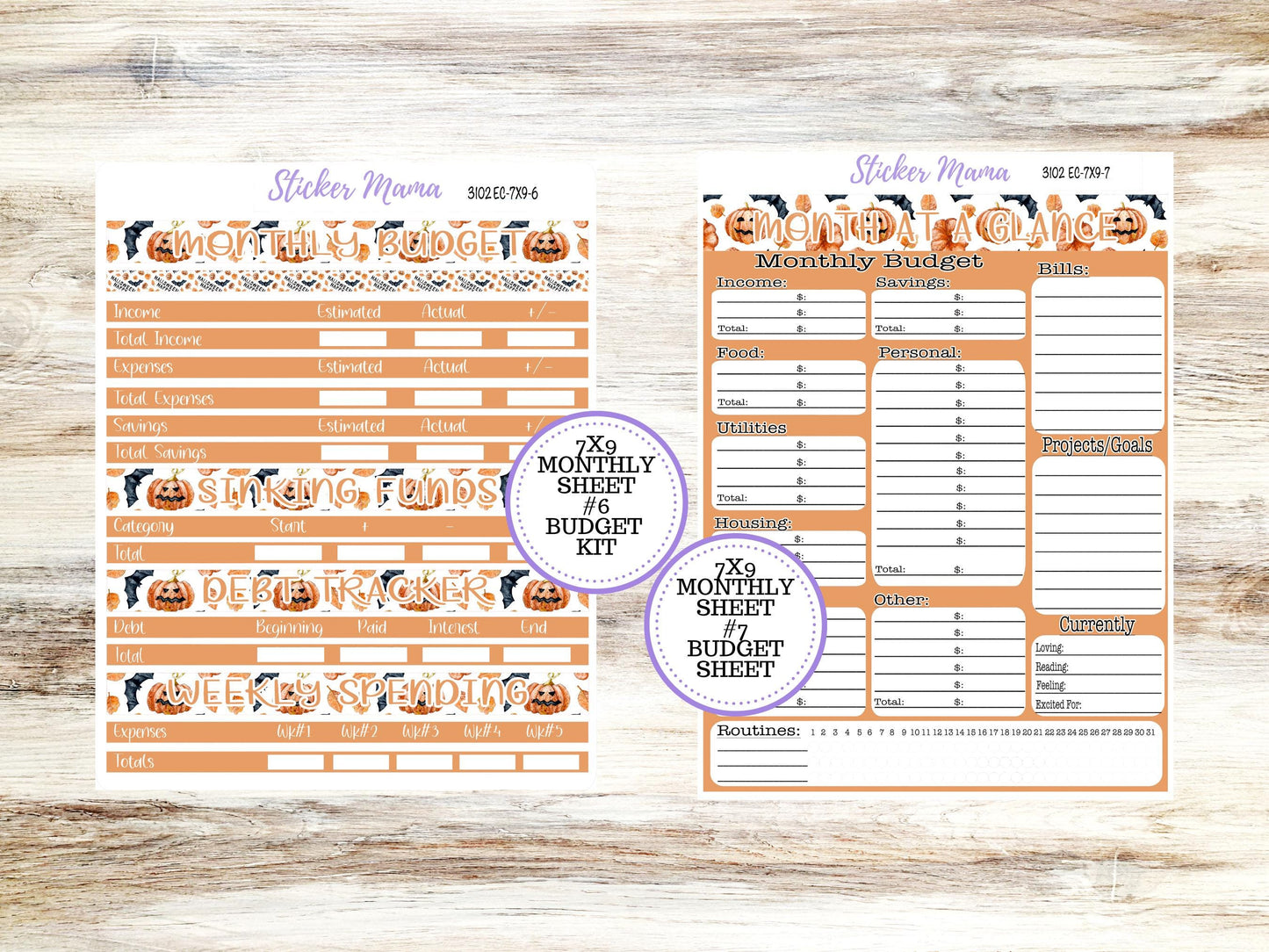 ERIN CONDREN Monthly Kit-3102 || 7X9 || Pumpkin Town - 7x9 ec October Monthly Kit - October Monthly Planner Kits -  Monthly Pages