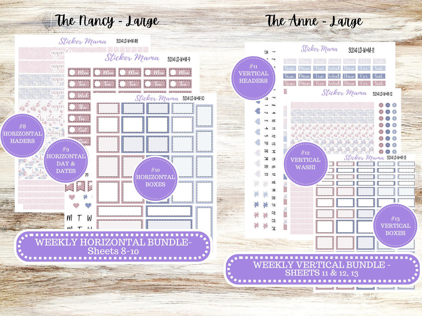 LD “The Nancy & Anne” Large || Week + Month PLANNER Monthly Kit #3214 Peony Palace || Horizontal Vertical Kit || 12-25